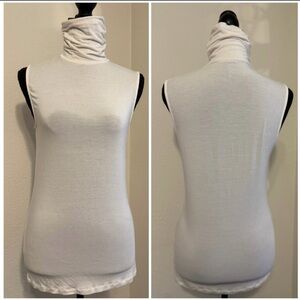 Sheer Turtleneck Tank Cream Stretchy & form fitting Size Small